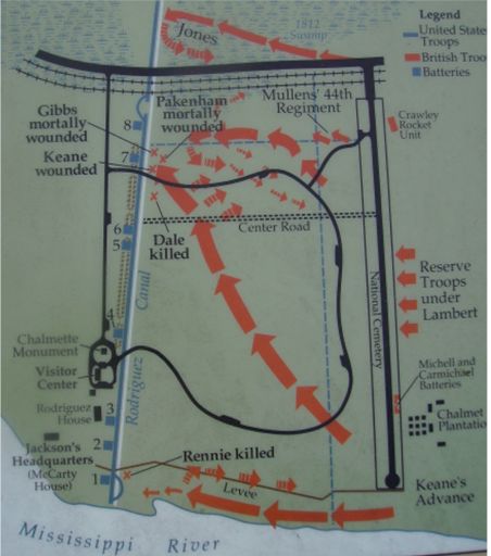 Map of last actions at the battle of New Orleans